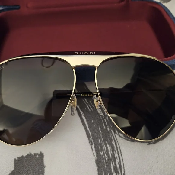Gucci Aviator Gold Metal Sunglasses